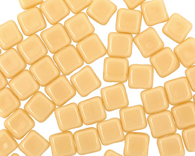 Czech Glass Opaque Light Beige Square 6mm