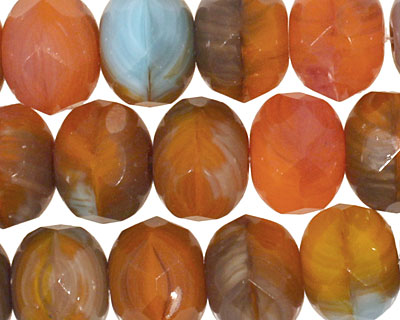 Czech Glass Pumpkin Sky Fire Polished Rondelle 6x9mm