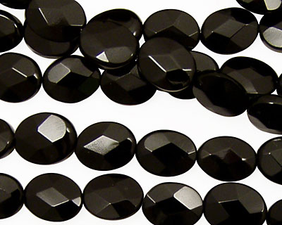 Black Onyx Faceted Flat Oval 10x8mm