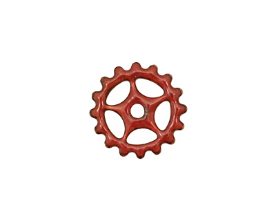 C-Koop Enameled Metal Ruby Red Small Sectioned Gear 16mm