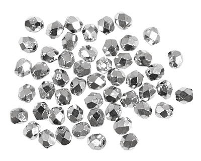 Czech Fire Polished Glass Silver Round 3mm