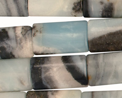 Amazonite Blk. Tourmaline Thin Pillow 20x12mm