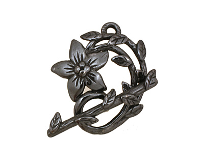 Gunmetal Flower & Vine Toggle Clasp 27x23mm, 28mm bar