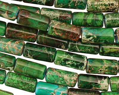 Dark Emerald Impression Jasper Tube 12x6mm