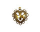 Stampt Antique Gold (plated) Dove Heart Charm 20x22mm