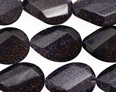Blue Goldstone Faceted Flat Twisted Teardrop 18x13mm