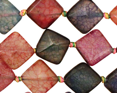 Rainbow Snakeskin Agate Faceted Diamond 15mm