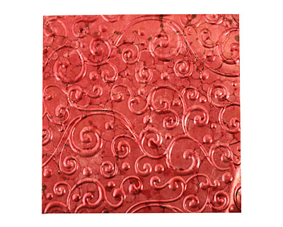 Lillypilly Red Wine Scrolling Vine Embossed Patina Copper Sheet 3