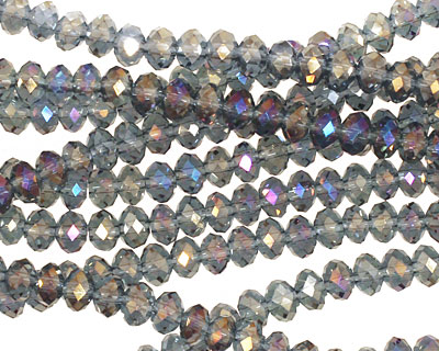 Black Diamond/Metallic Peacock Crystal Faceted Rondelle 4mm