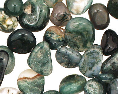 Moss Agate Tumbled Nugget Drop 9-14x11-16mm