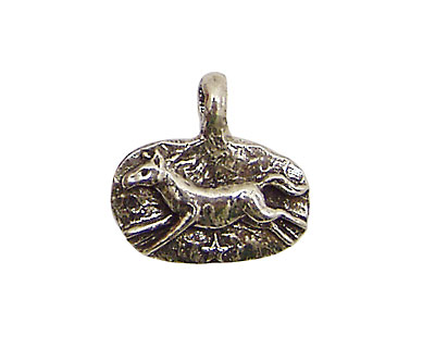 Green Girl Pewter Brave Horse 18x16mm