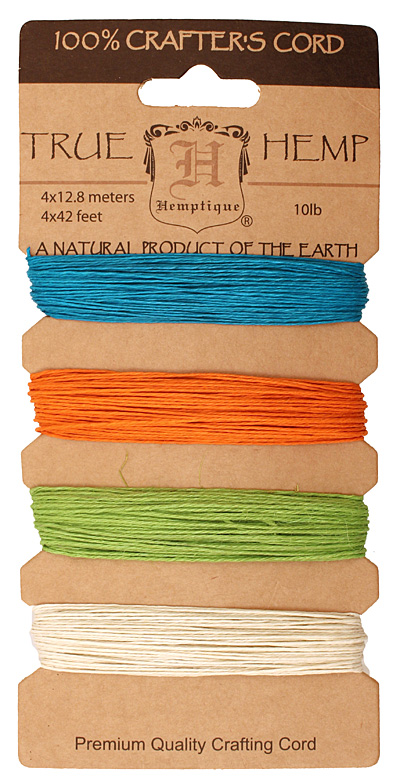 Bright Hemp Twine 10 lb, 42 ft x 4 colors