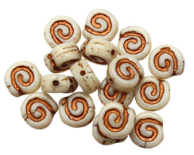 Czech Glass Bronzed Ivory Ammonite 8mm