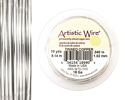 Artistic Wire Tinned Copper 18 gauge, 10 yards