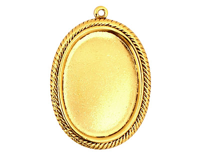 Stampt Antique Gold (plated) Herringbone Double Drop Oval Setting 18x25mm
