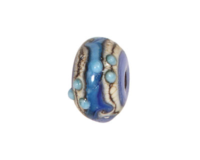 Grace Lampwork Blue Freestyle Rondelle 9x14mm