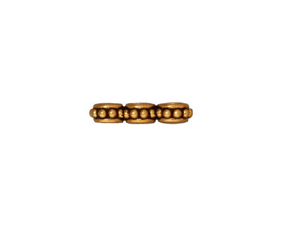 TierraCast Antique Gold (plated) Beaded 3-Hole Bar 11x3mm