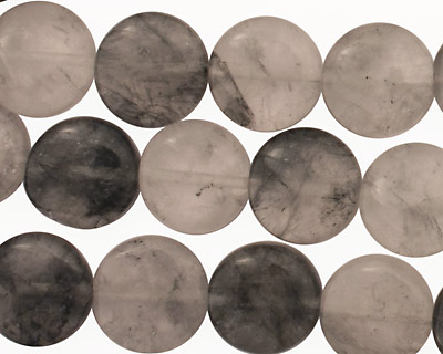 Natural Silver Quartz Puff Coin 12mm