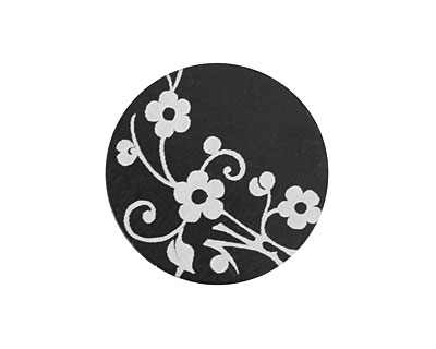 Lillypilly Black Floral Vine Anodized Aluminum Disc 25mm, 22 gauge