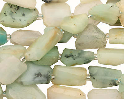 Peruvian Blue Opal Faceted Flat Nugget 10-16x8-12mm