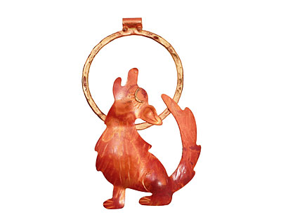 Patricia Healey Copper Howling Wolf Pendant 50x73mm