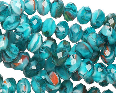 Coral Reef Crystal Faceted Rondelle 8mm