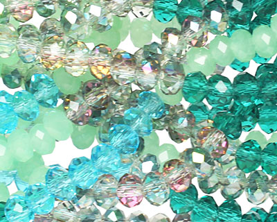 Sea Breeze Crystal Mix Faceted Rondelle 4mm