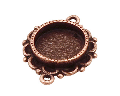 Nunn Design Antique Copper (plated) Mini Ornate Circle Bezel Link 25x19mm