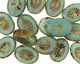 Czech Glass Caribbean Blue Oval w/ Star Window 14x10mm