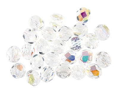 Czech Fire Polished Glass Crystal AB Round 6mm