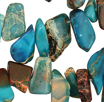 Turquoise Impression Jasper Flat Freeform Drop 8-25x19-44mm