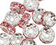 Silver (plated) Light Rose Rhinestone Rondelle 4x8mm