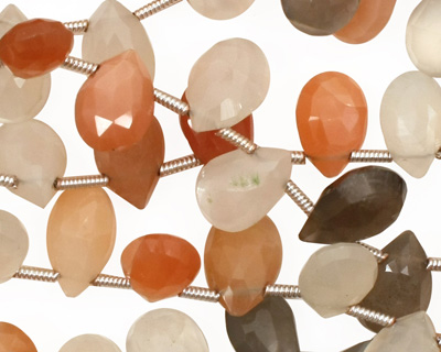 Moonstone (multi) Faceted Flat Teardrop 7-8x11-12mm