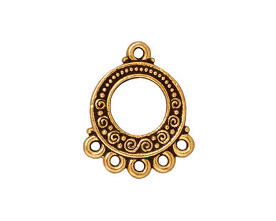 TierraCast Antique Gold (plated) Spiral & Beads 5-1 Link 18x22mm