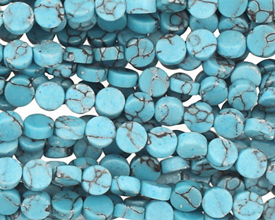 Howlite Turquoise Puff Coin 5mm