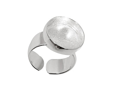Silver (plated) Adjustable Ring Circle Bezel 17mm