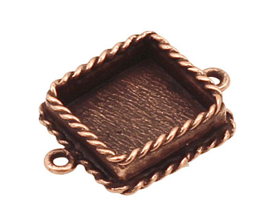 Nunn Design Antique Copper (plated) Mini Ornate Square Bezel Link 24x18mm
