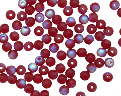 Czech Glass Matte Ruby AB Round 4mm
