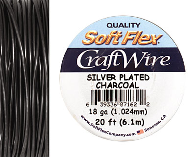 Soft Flex Silver Plated Charcoal Craft Wire 18 gauge, 20 ft