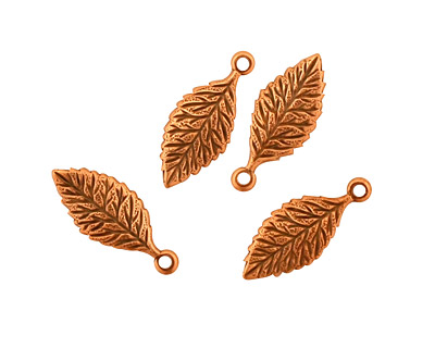 Stampt Antique Copper (plated) Mint Leaf Charm 7x17mm