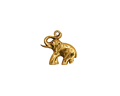 Stampt Antique Gold (plated) Elephant Charm 14.5x13mm