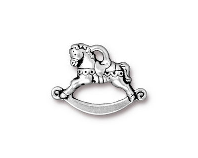 TierraCast Antique Silver (plated) Rocking Horse Charm 22x16mm