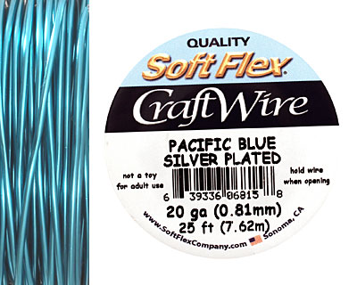 Soft Flex Silver Plated Pacific Blue Craft Wire 20 gauge, 25 ft
