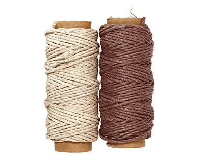 Natural/Dark Brown Hemp Twine 20 lb, 29 ft x 2 colors