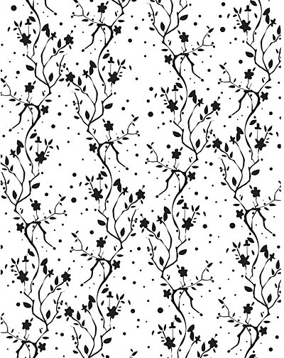 Floral Vine Background Rubber Stamp 4.5