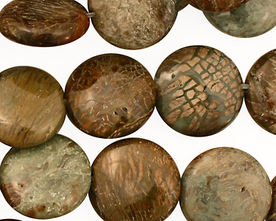 Green Snakeskin Puff Coin 15mm
