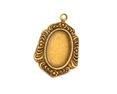 Stampt Antique Brass Feathered Edge Oval Setting 10x14mm