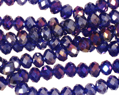 Cobalt AB Crystal Faceted Rondelle 6mm