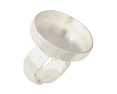 Silver (plated) Adjustable Ring Circle Bezel 23mm