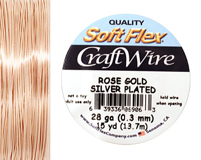 Soft Flex Silver Plated Rose Gold Craft Wire 28 gauge, 15 yards